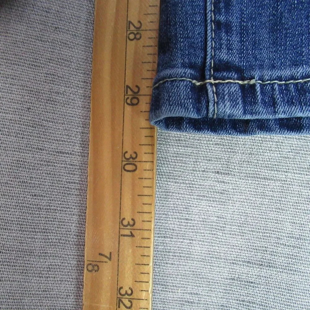 Kancan Jeans Womens Size 11 Blue Distressed Tapered Leg Denim Mid Rise Med Wash